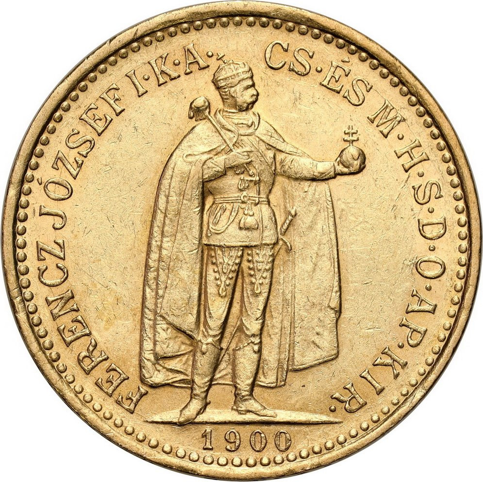 Węgry. Franciszek Józef 10 koron 1900 KB - PIĘKNE